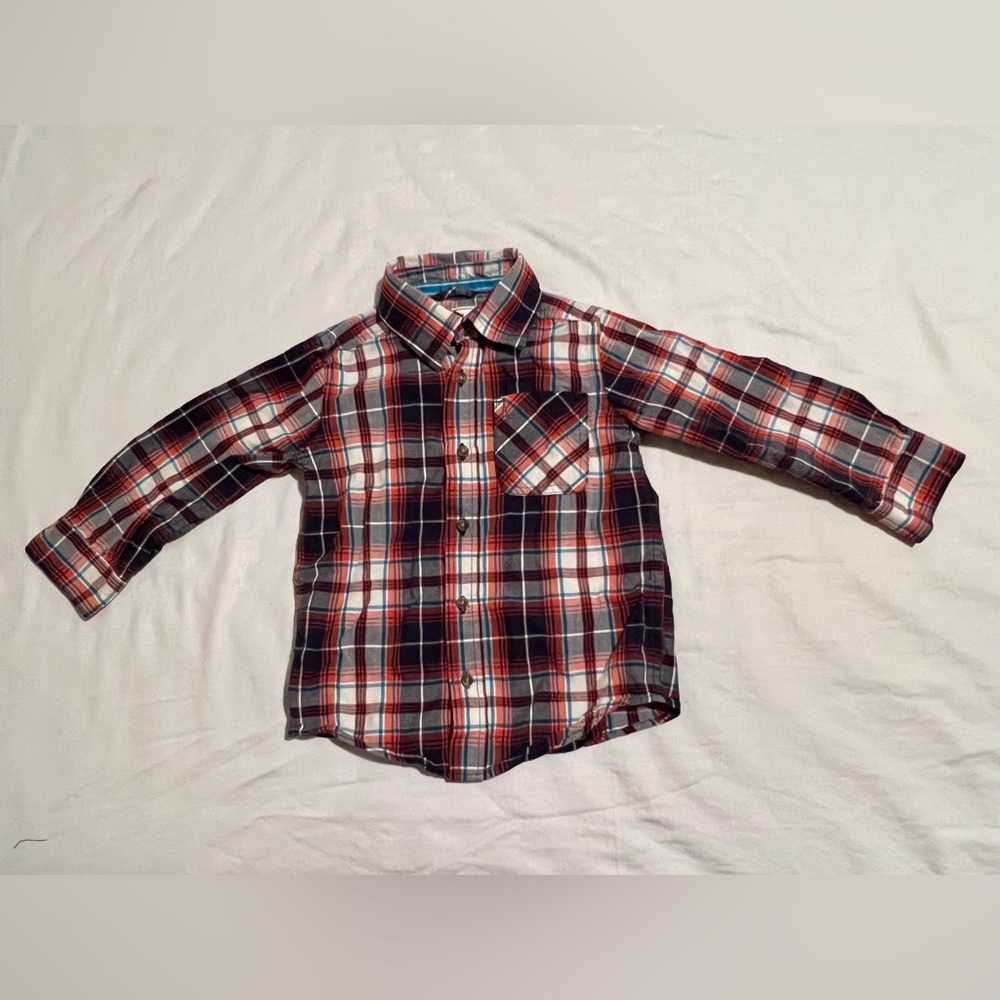 Toddler boys plaid button down